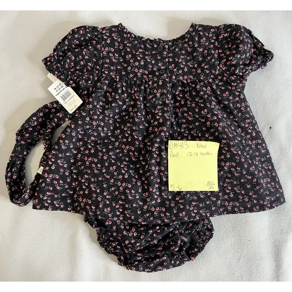 Baby Gap Floral Top Bloomers Headband Outfit Two Piece Set 12-18 Months‎ New